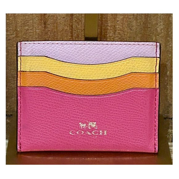 Coach Flat Card Case in Colorblock Leather with Free Gift Box. - Picture 6 of 16